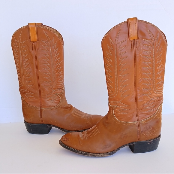Tony Lama Western Leather Boots Mens Size 9 - Picture 1 of 13